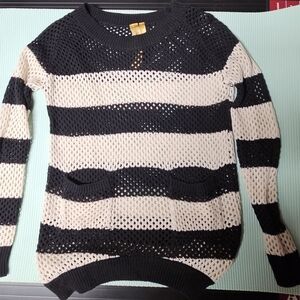 Black and Cream Striped Women's Sweater